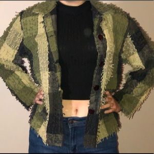 Pretty Pink Black/Green Shag Coat (Medium)